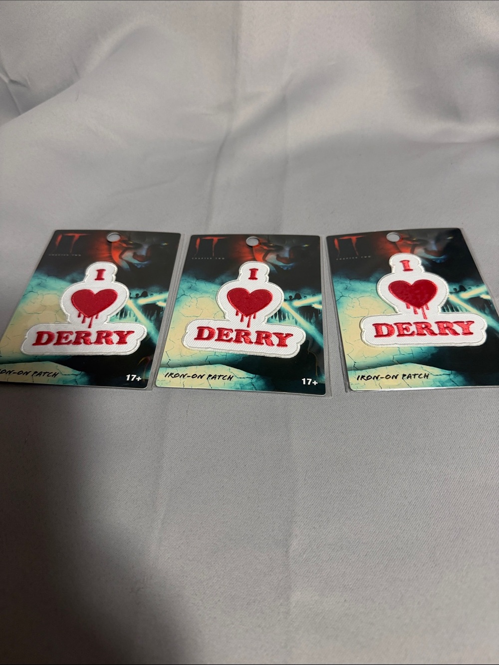 Loungefly Red & White "I ♥ Derry" Iron-On Patch Set